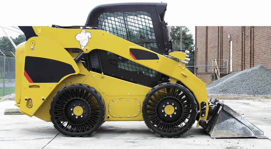The Tweel® production spectrum currently focuses on land cultivation, gardening and earth moving machines