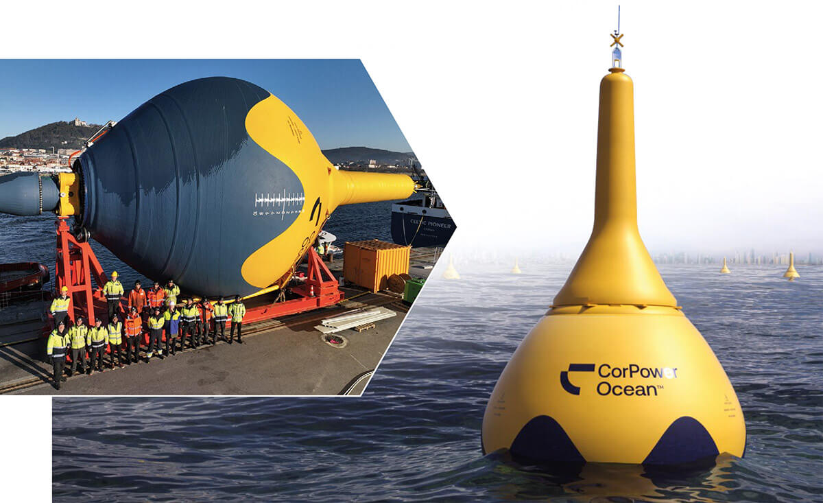 Derzeit in Vorbereitung für das weltweit erste 10-MW-Wellenenergieprojekt: Das CorPower-Team – hier unmittelbar vor dem Einsatz